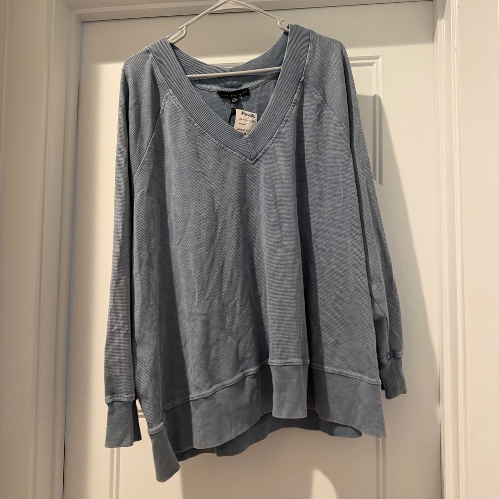 Jane and Delancey Light Blue V-Neck Sweatshirt